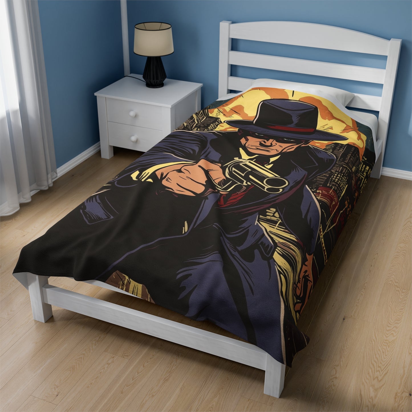 1950s Gangster Comic Cover 2 - Velveteen Plush Blanket USA