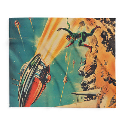 Retro Space Adventure Fleece Blanket 6 - Cosy Gift for Sci-Fi Lovers UK
