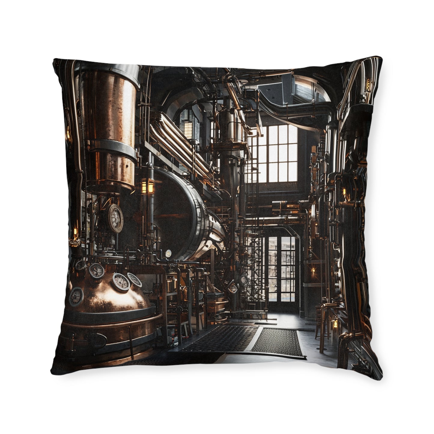 Industrial-Style Square Cushion - Steampunk Home Decor UK