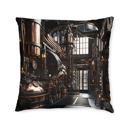 Industrial-Style Square Cushion - Steampunk Home Decor UK