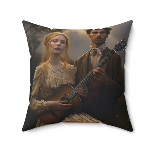Folk Music #2  - Spun Polyester Pillow - USA