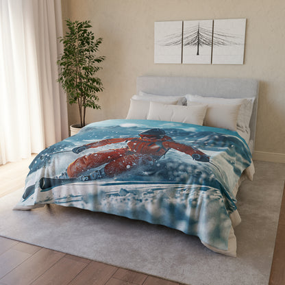 Downhill Skier #2 - Soft Polyester Blanket