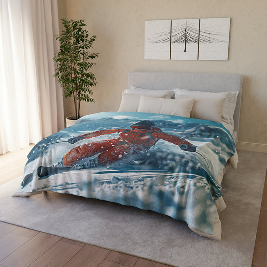 Downhill Skier #2 - Soft Polyester Blanket