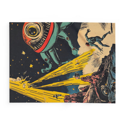 Retro Space Adventure Fleece Blanket 4 - Cosy Gift for Sci-Fi Lovers UK