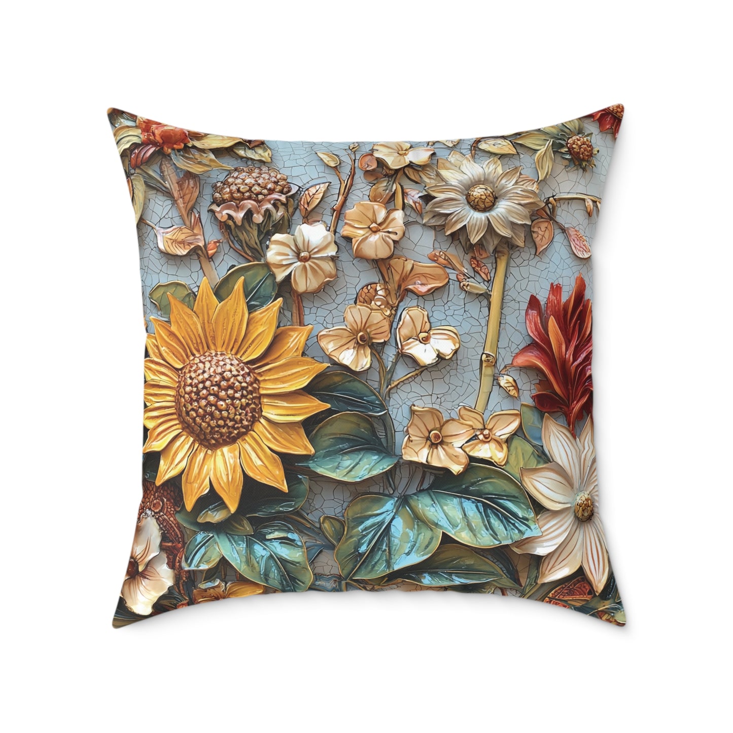 **Flowers 2 Chinoiseries - Square Poly Canvas Pillow UK