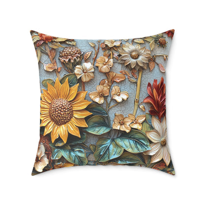 **Flowers 2 Chinoiseries - Square Poly Canvas Pillow UK