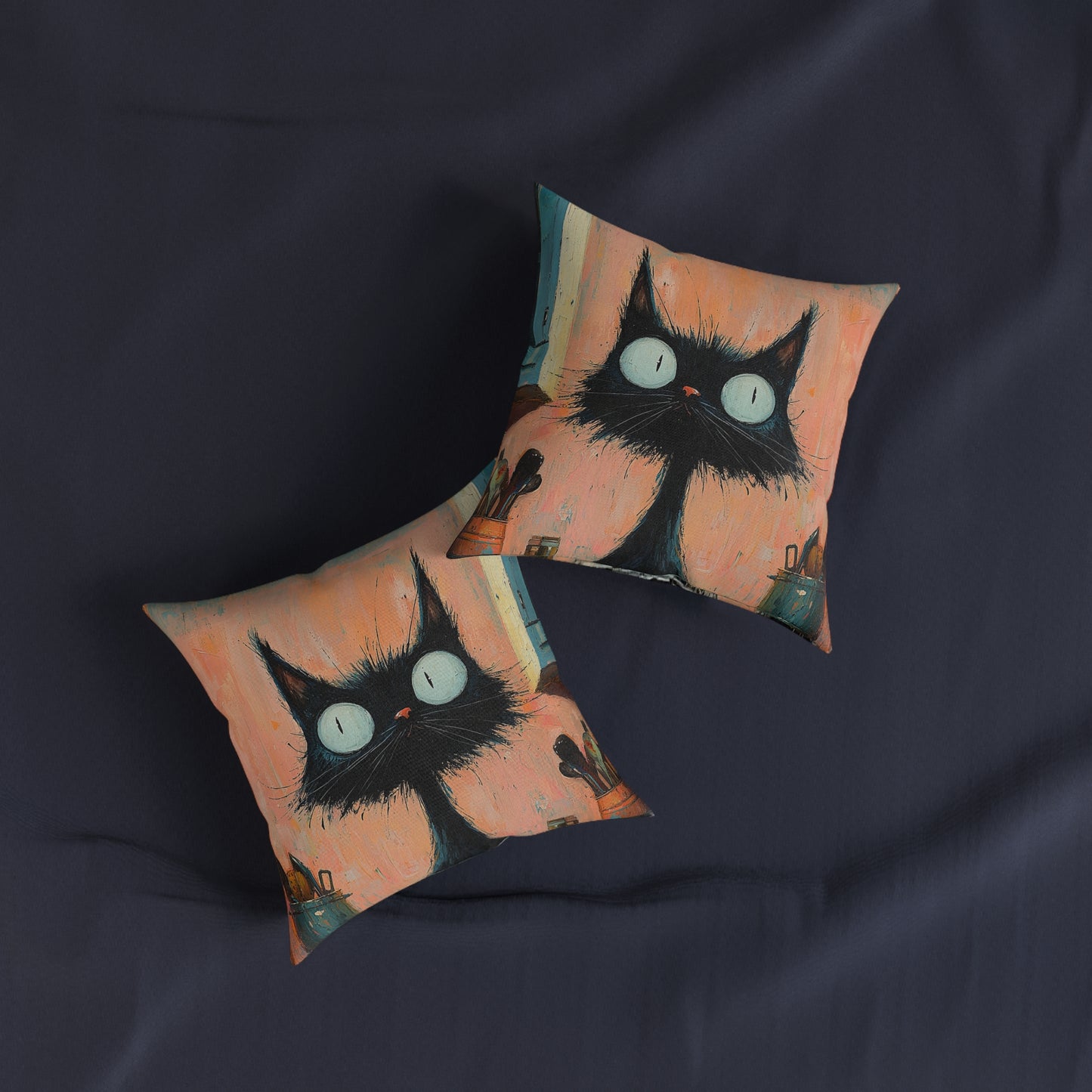 Scruffy Cat 1 -Square Cushion - UK