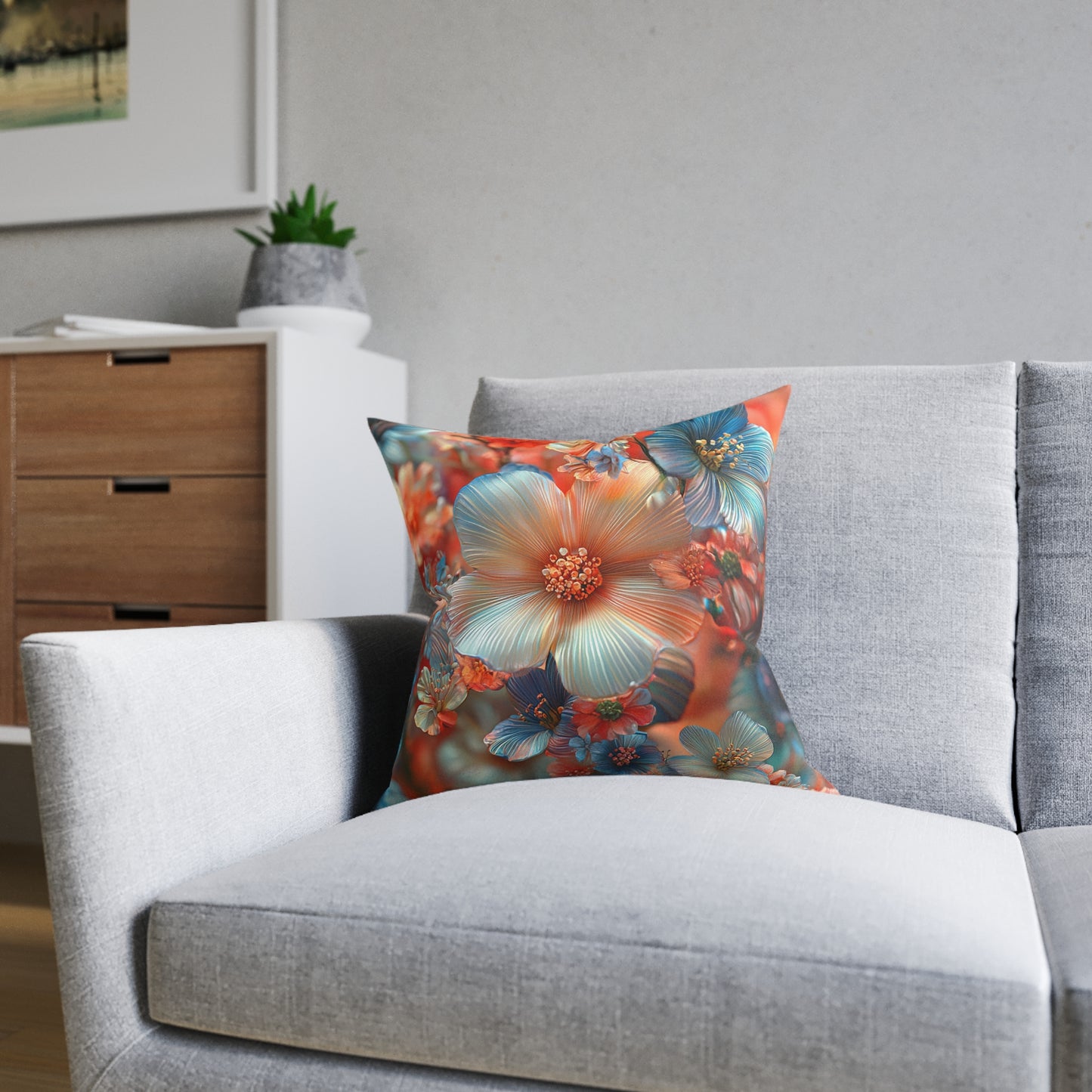 **3D Pretty Flowers - Square Pillow - UK