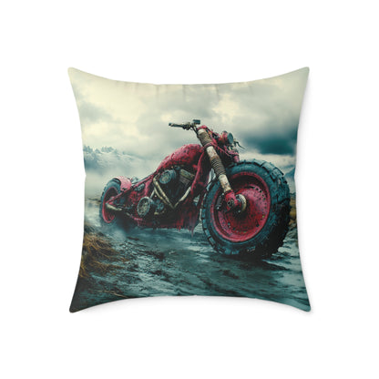 Apocalyptic Motorcycle - Square Poly Canvas Pillow UK
