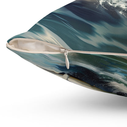 Surf Wagon - Spun Polyester Square Pillow - USA