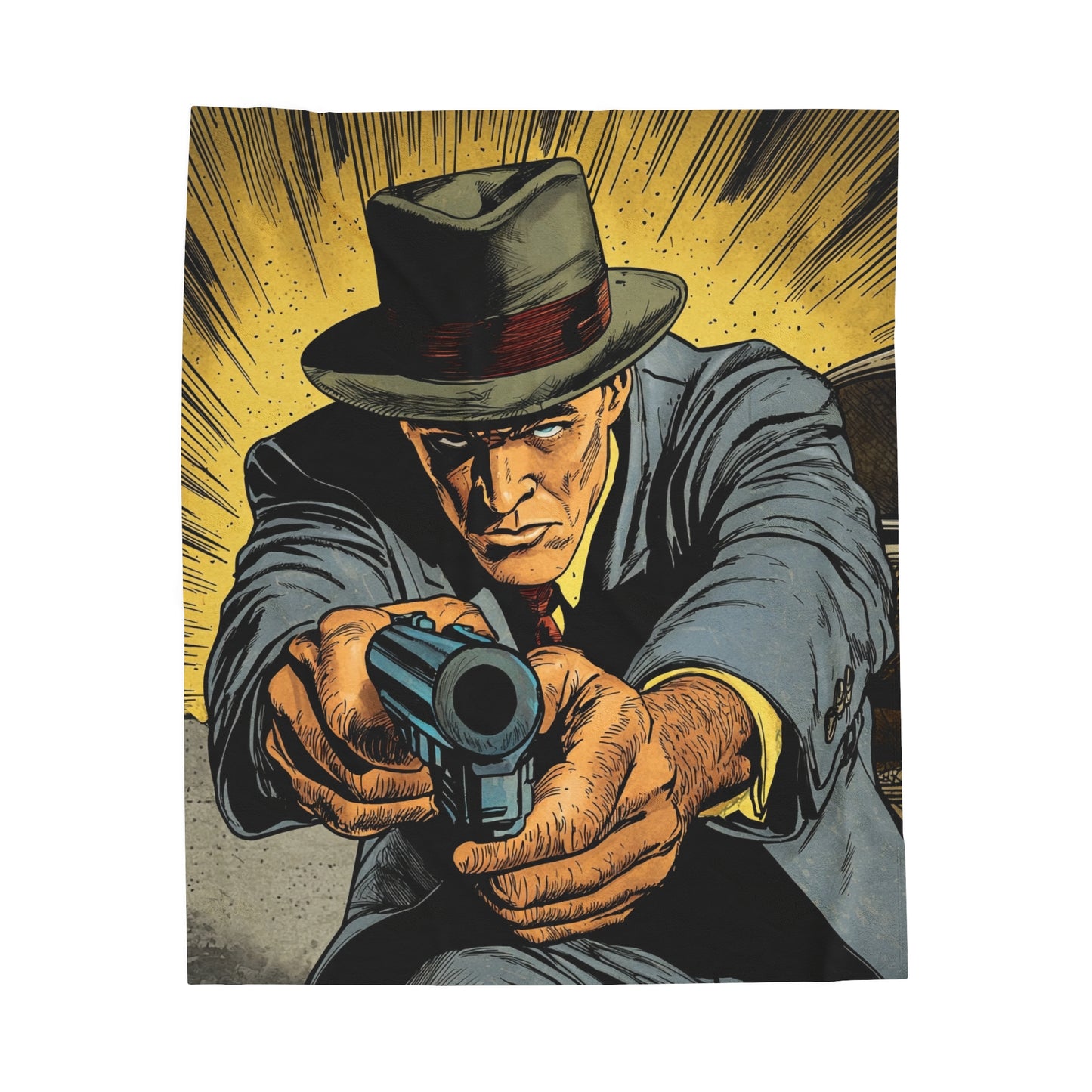 1950s Gangster Comic Cover 4 - Velveteen Plush Blanket USA