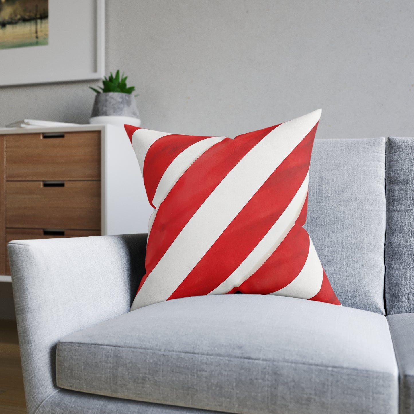 Strawberries and Cream Stripes - Square Pillow - UK