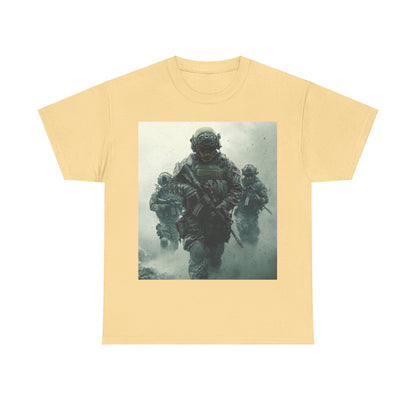 Heavy Cotton Tee - Military Action Print Tee UK