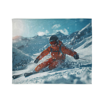 Downhill Skier #2 - Soft Polyester Blanket