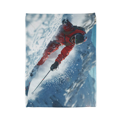 Downhill Skier #4 - Soft Polyester Blanket