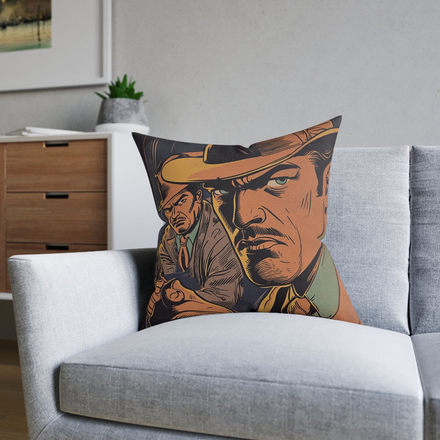 1940s Gangster Comic 2 - Square Cushion - Gangster Home Decor UK