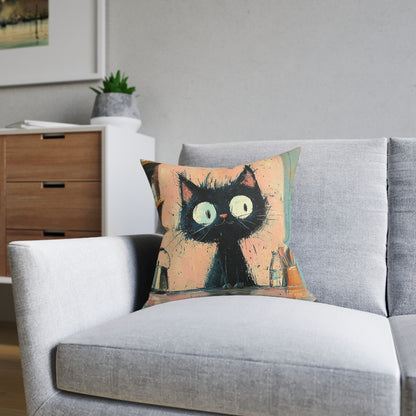 Scruffy Cat 2 -Square Cushion - UK