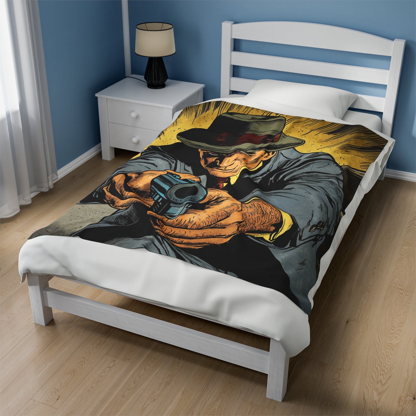 1950s Gangster Comic Cover 4 - Velveteen Plush Blanket USA