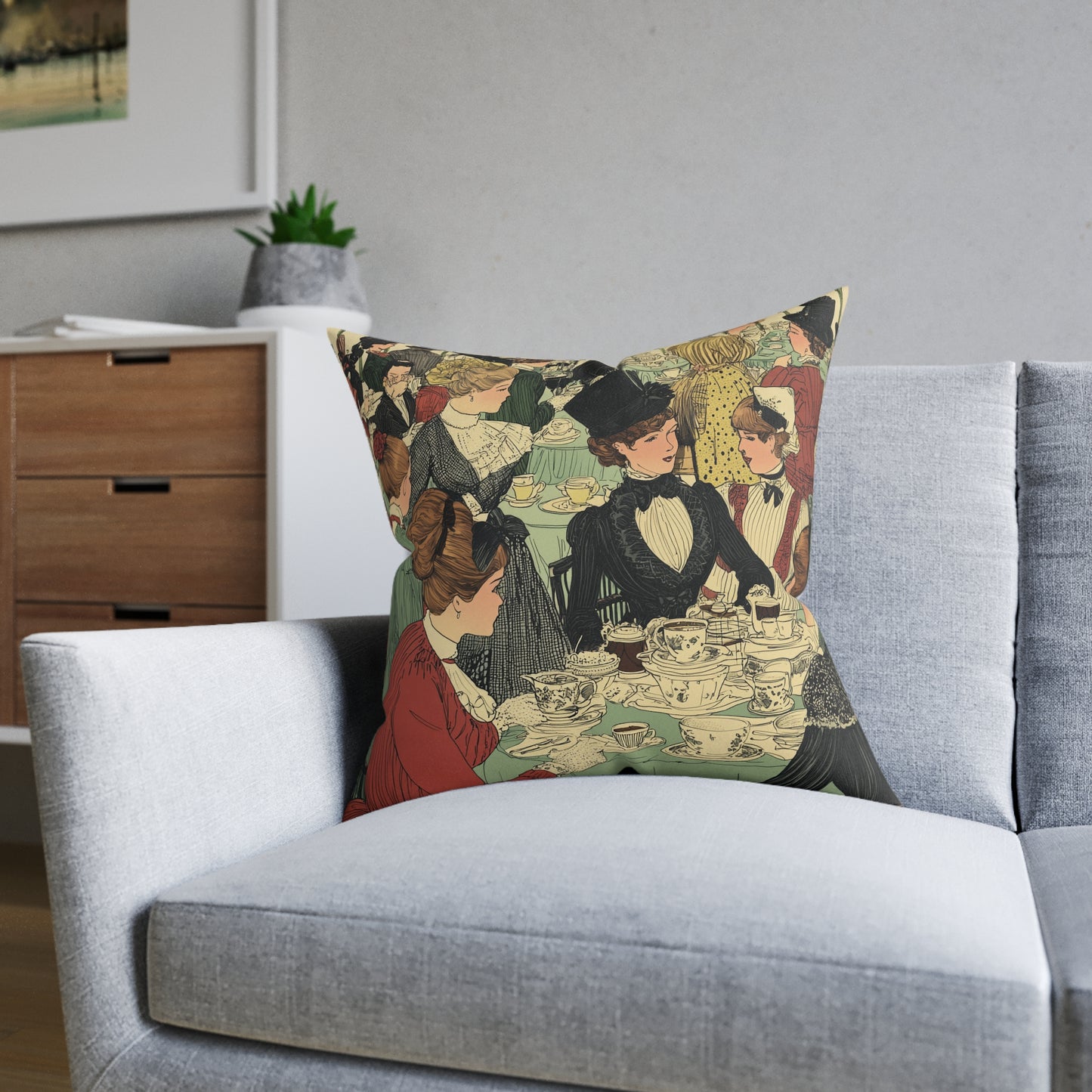 Ladies That Lunch (Vintage Tea Party) - Square Cushion - UK