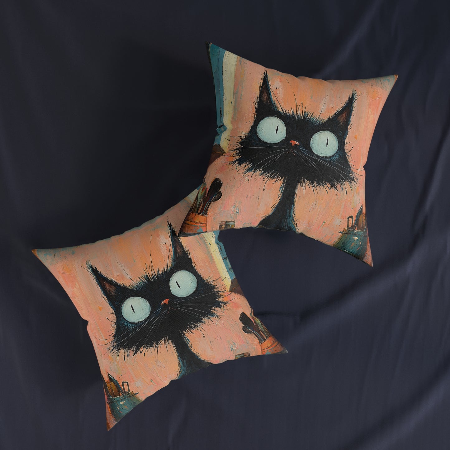 Scruffy Cat 1 -Square Cushion - UK