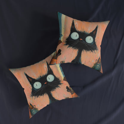 Scruffy Cat 1 -Square Cushion - UK