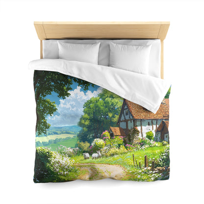 English Cottage In The Countryside - Microfiber Duvet Cover USA and UK
