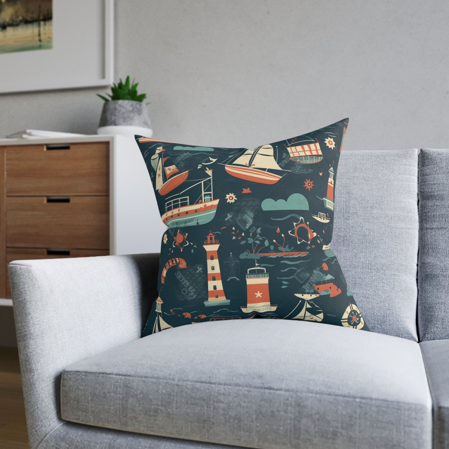 Nautical View - Square Pillow - UK