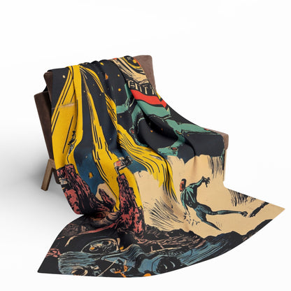 Retro Space Adventure Fleece Blanket 4 - Cosy Gift for Sci-Fi Lovers UK