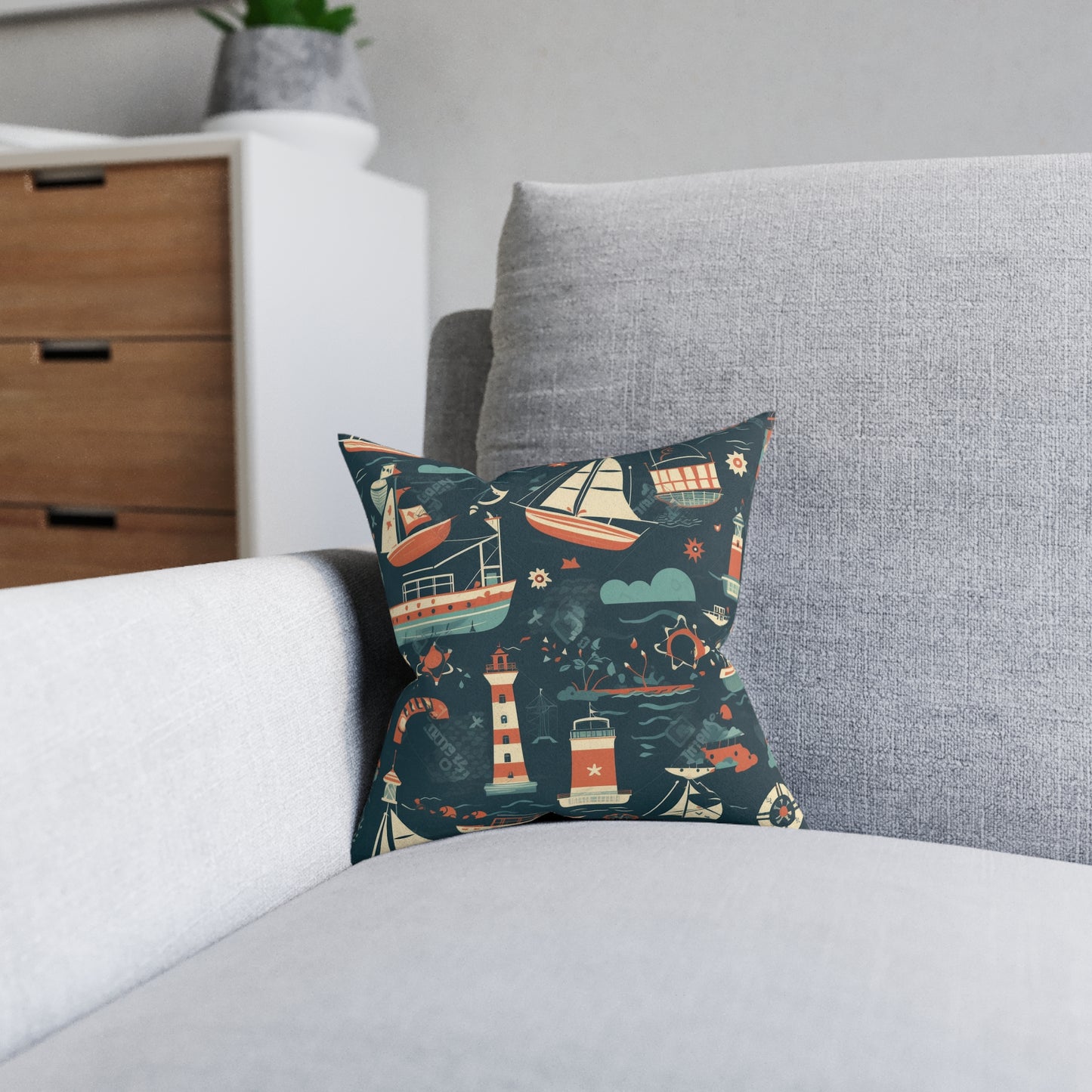 Nautical View - Square Pillow - UK