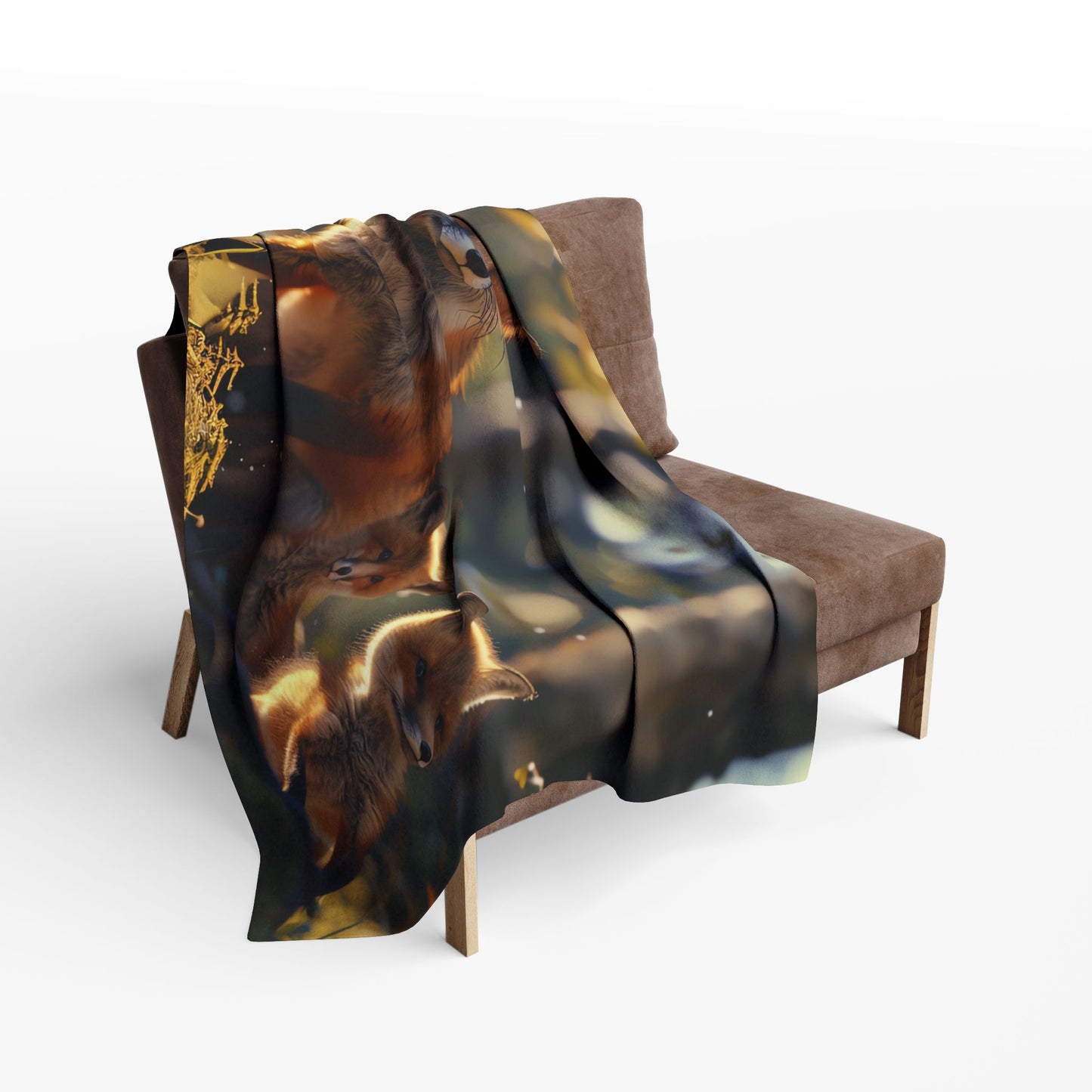 Mother Fox With Cubs Fleece Blanket - UK