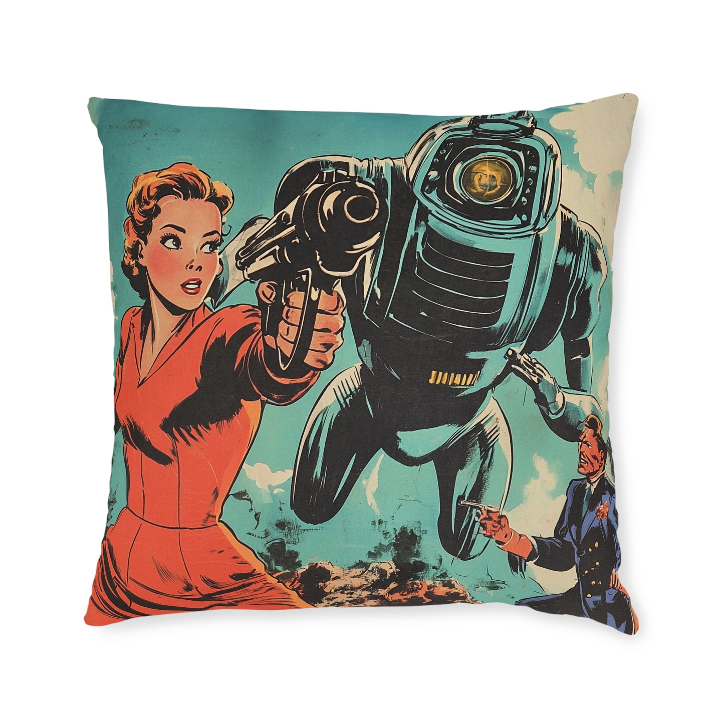 1950's Space Comic 2 - Square Cushion - Space Home Decor UK