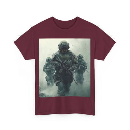 Heavy Cotton Tee - Military Action Print Tee UK