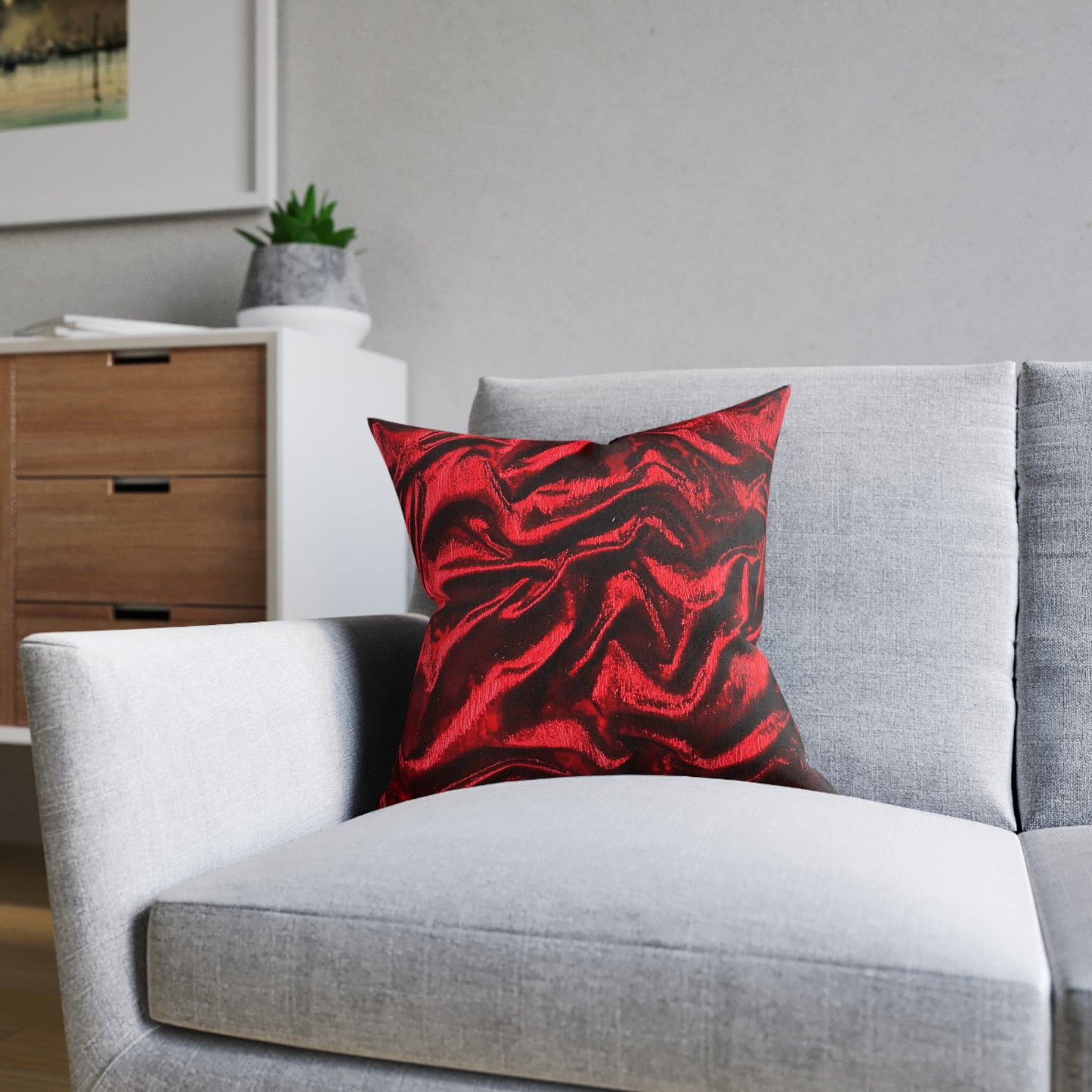 Luxurious Red Velvet Effect Square Pillow - UK