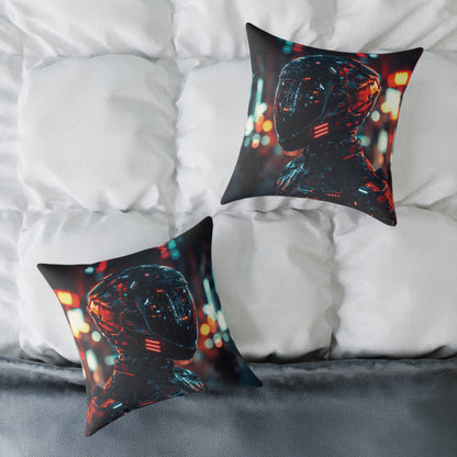 Cyber Biker 1 - Square Poly Canvas Pillow UK