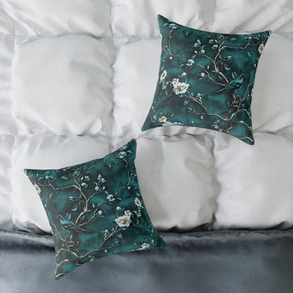 Blue Vine Chinoiseries 2 - Square Poly Canvas Pillow UK