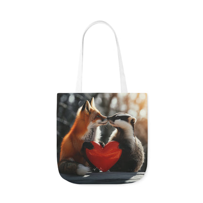 Fox Heart Polyester Canvas Tote Bag (AOP)