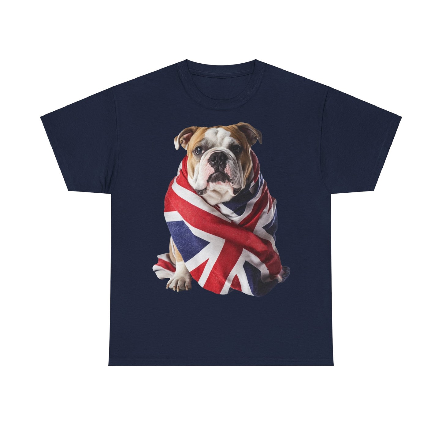 British Bulldog In Union Jack - Unisex Heavy Cotton Tee - Cute Dog Lover Gift UK