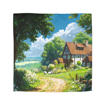 English Cottage In The Countryside - Microfiber Duvet Cover USA and UK