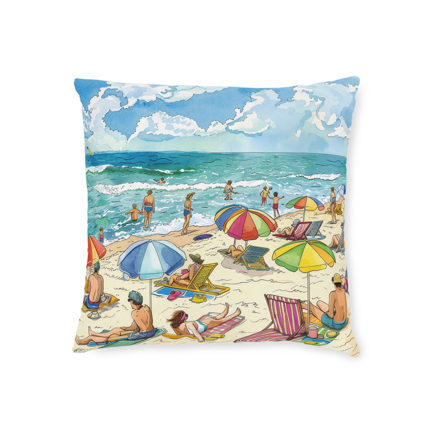 At The Beach - Square Pillow - UK