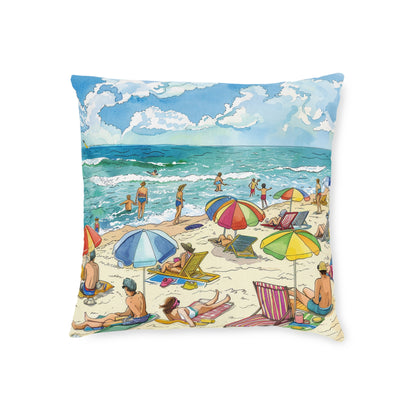 At The Beach - Square Pillow - UK