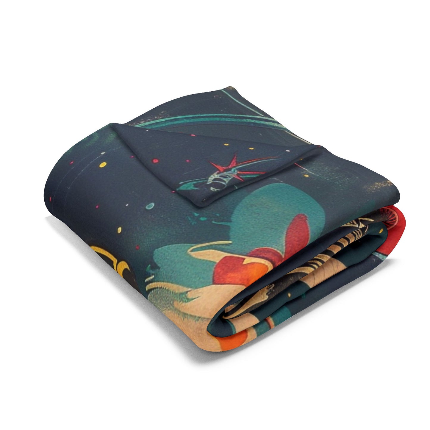Retro Space Adventure Fleece Blanket 7 - Cosy Gift for Sci-Fi Lovers UK