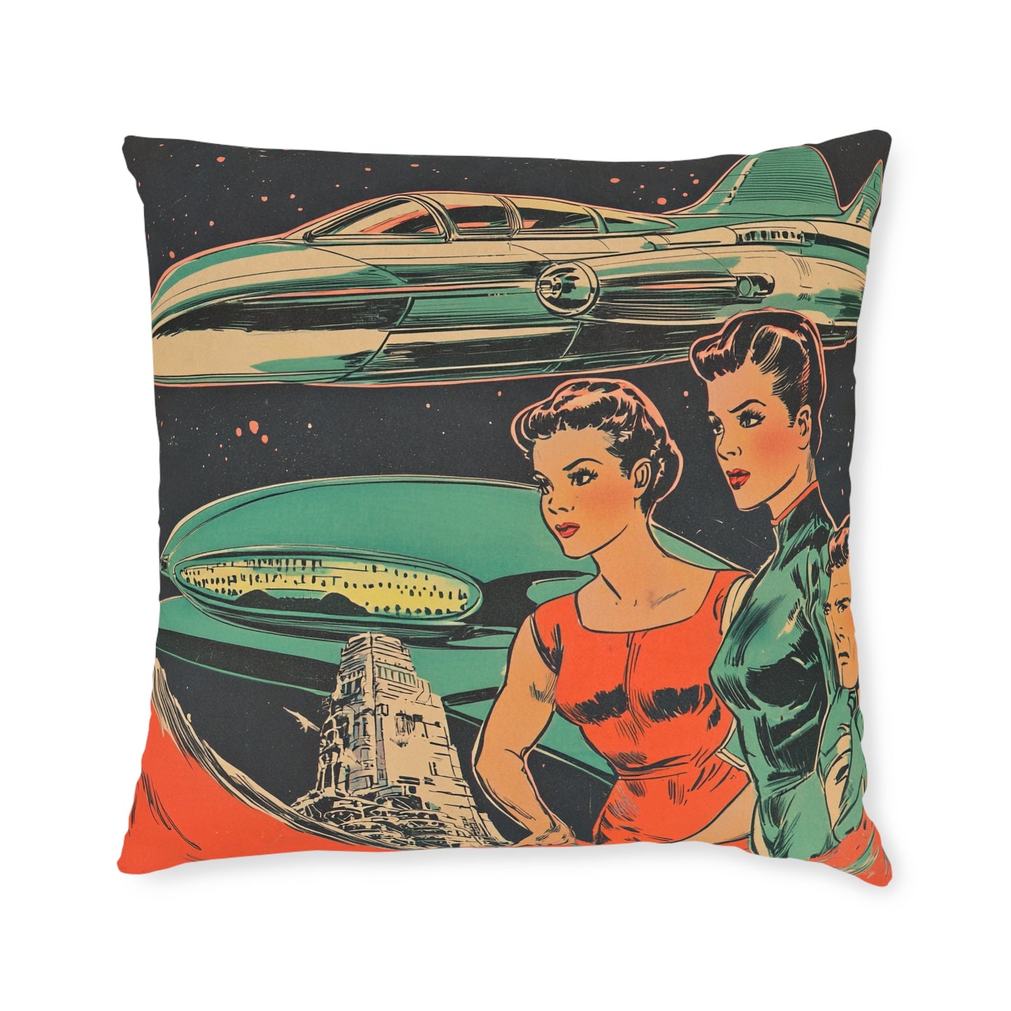 1950's Space Comic - Square Cushion - Space Home Decor UK