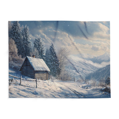 Cosy Arctic Fleece Blanket - Winter Cabin Design - UK