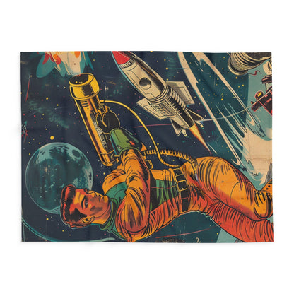 Retro Space Adventure Fleece Blanket 7 - Cosy Gift for Sci-Fi Lovers UK