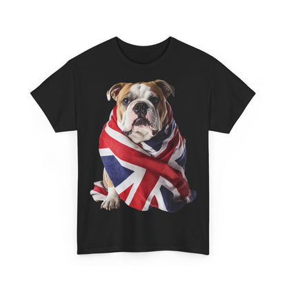 British Bulldog In Union Jack - Unisex Heavy Cotton Tee - Cute Dog Lover Gift UK