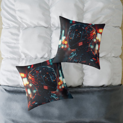 Cyber Biker 1 - Square Poly Canvas Pillow UK