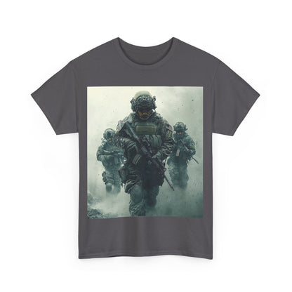 Heavy Cotton Tee - Military Action Print Tee UK