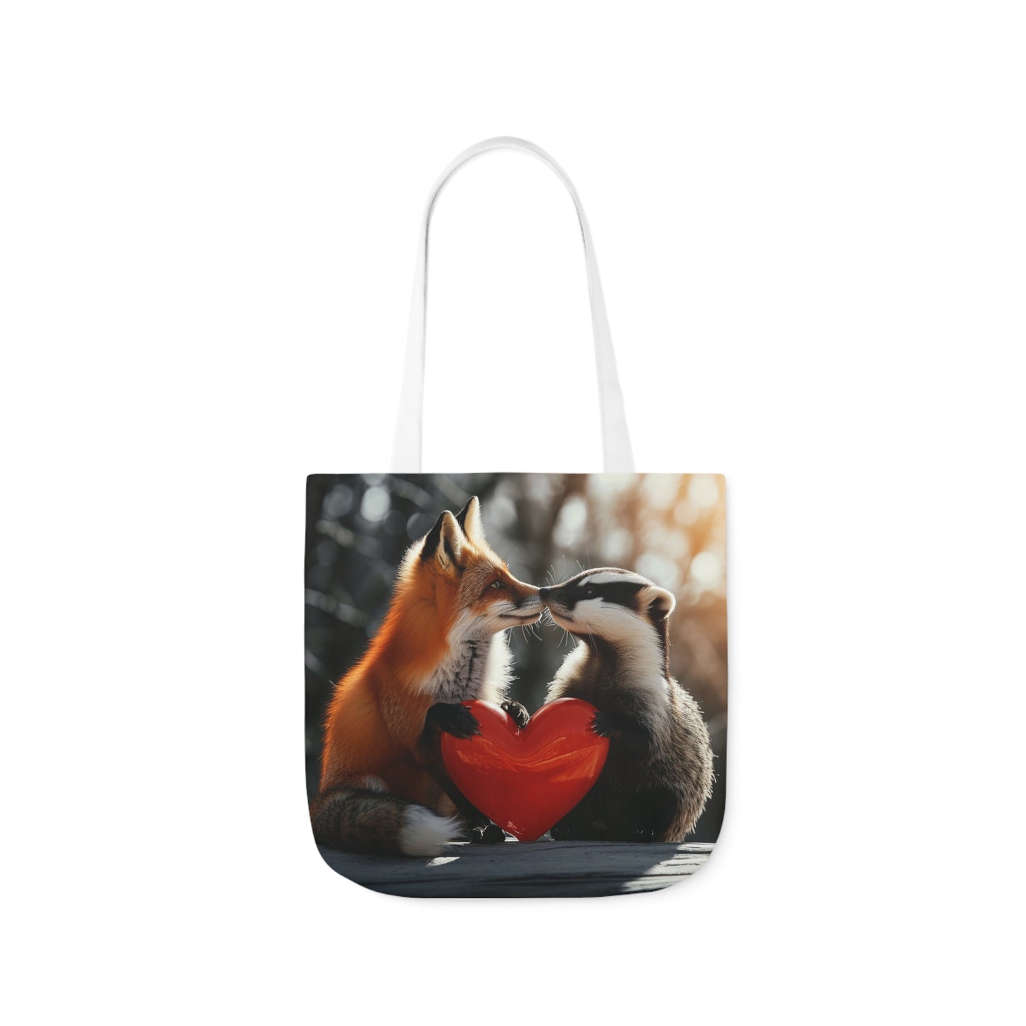 Fox Heart Polyester Canvas Tote Bag (AOP)