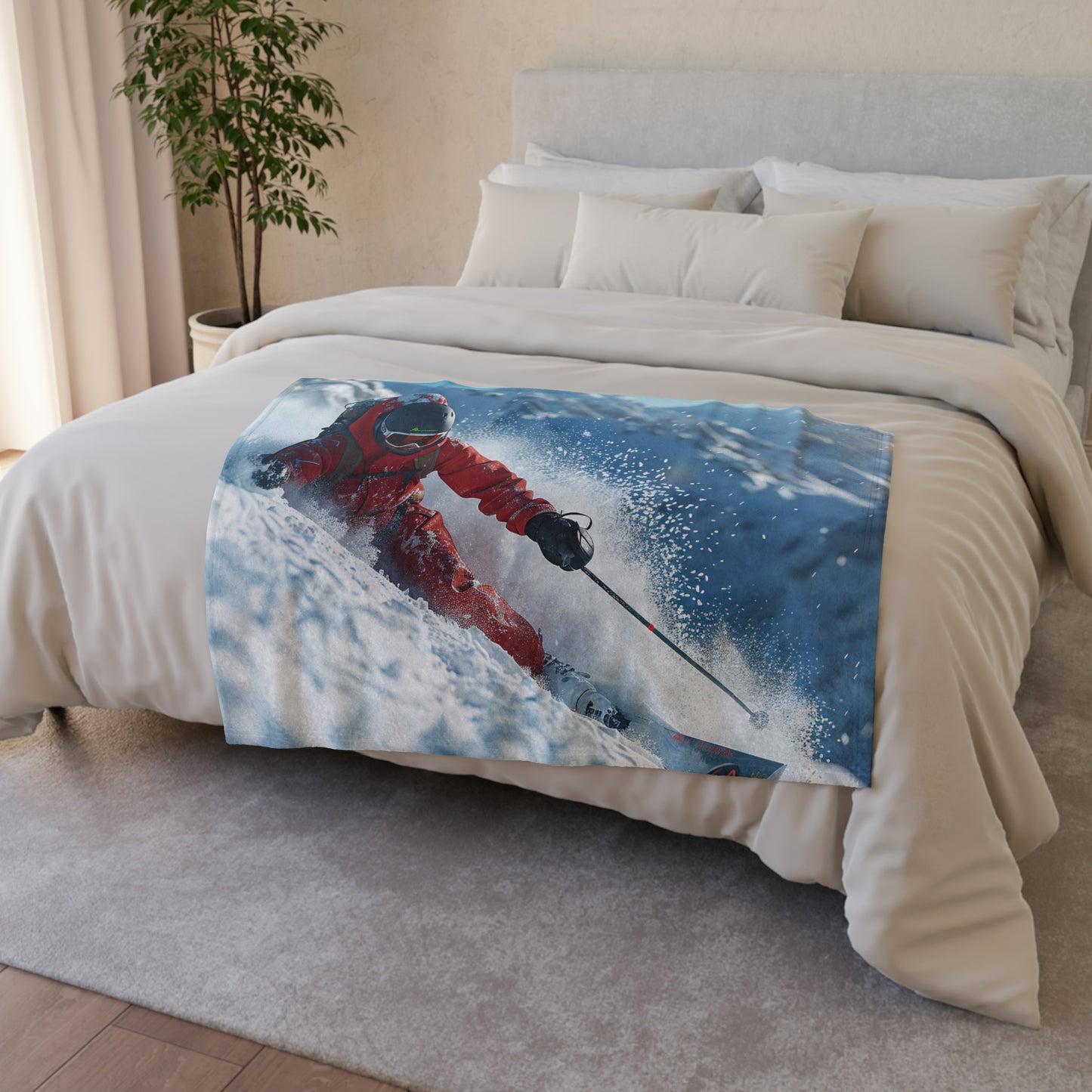 Downhill Skier #4 - Soft Polyester Blanket