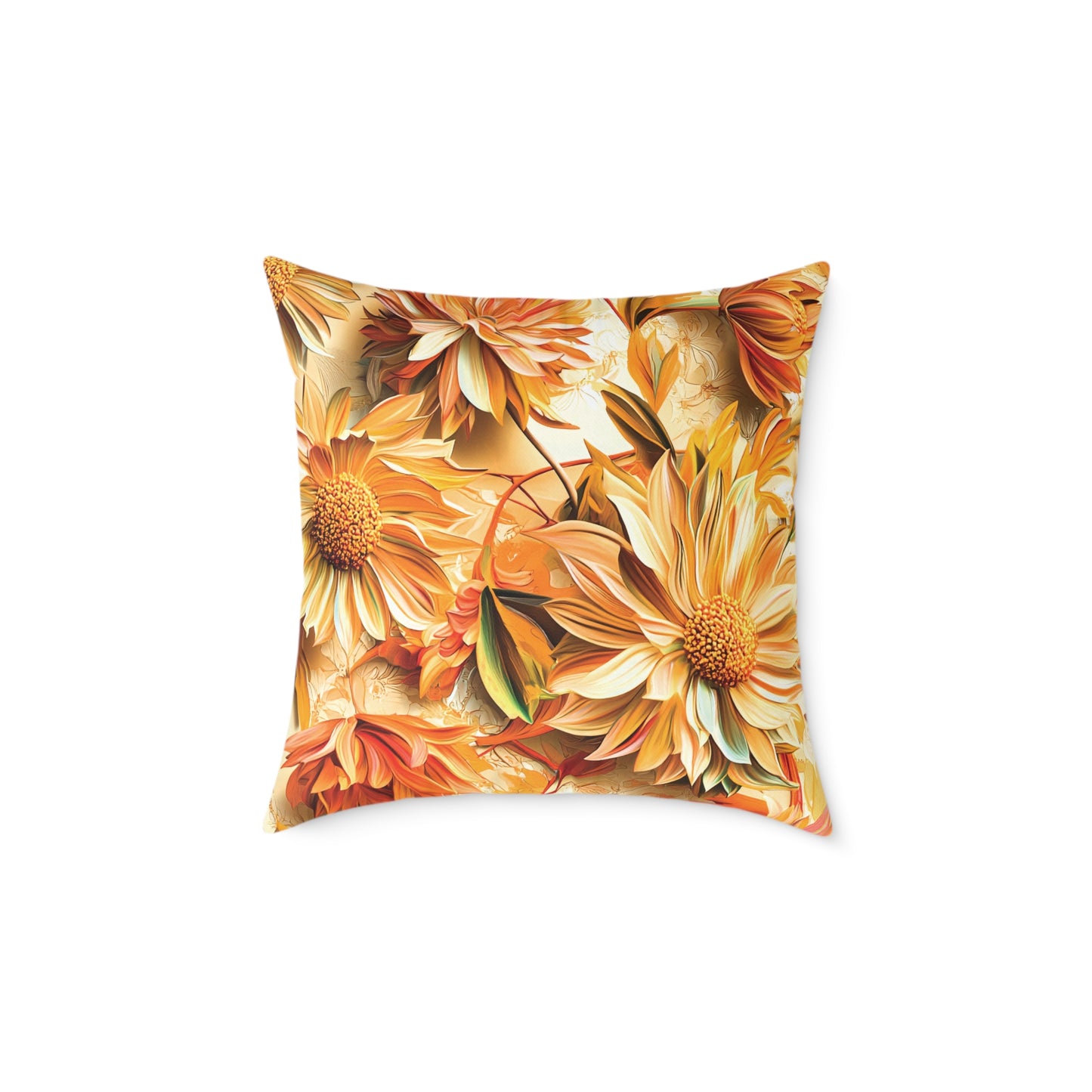 **Flowers Chinoiseries - Square Poly Canvas Pillow UK